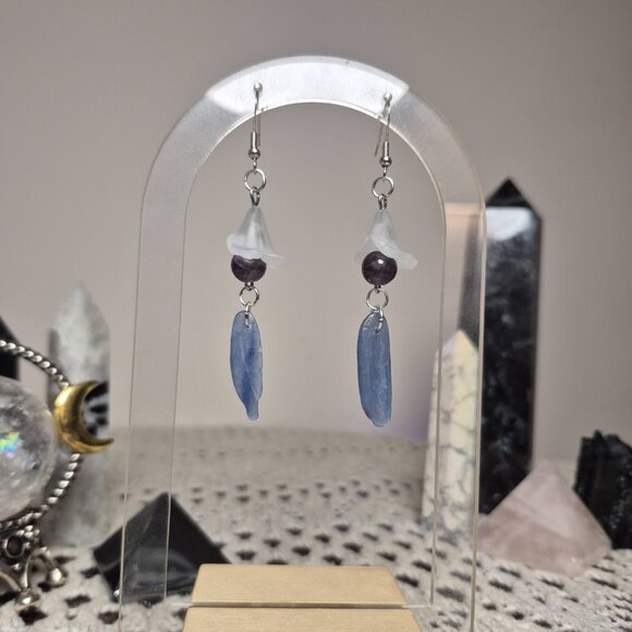 NEW Amethyst and Kyanite Dangle Earrings - Picture 4 of 5
